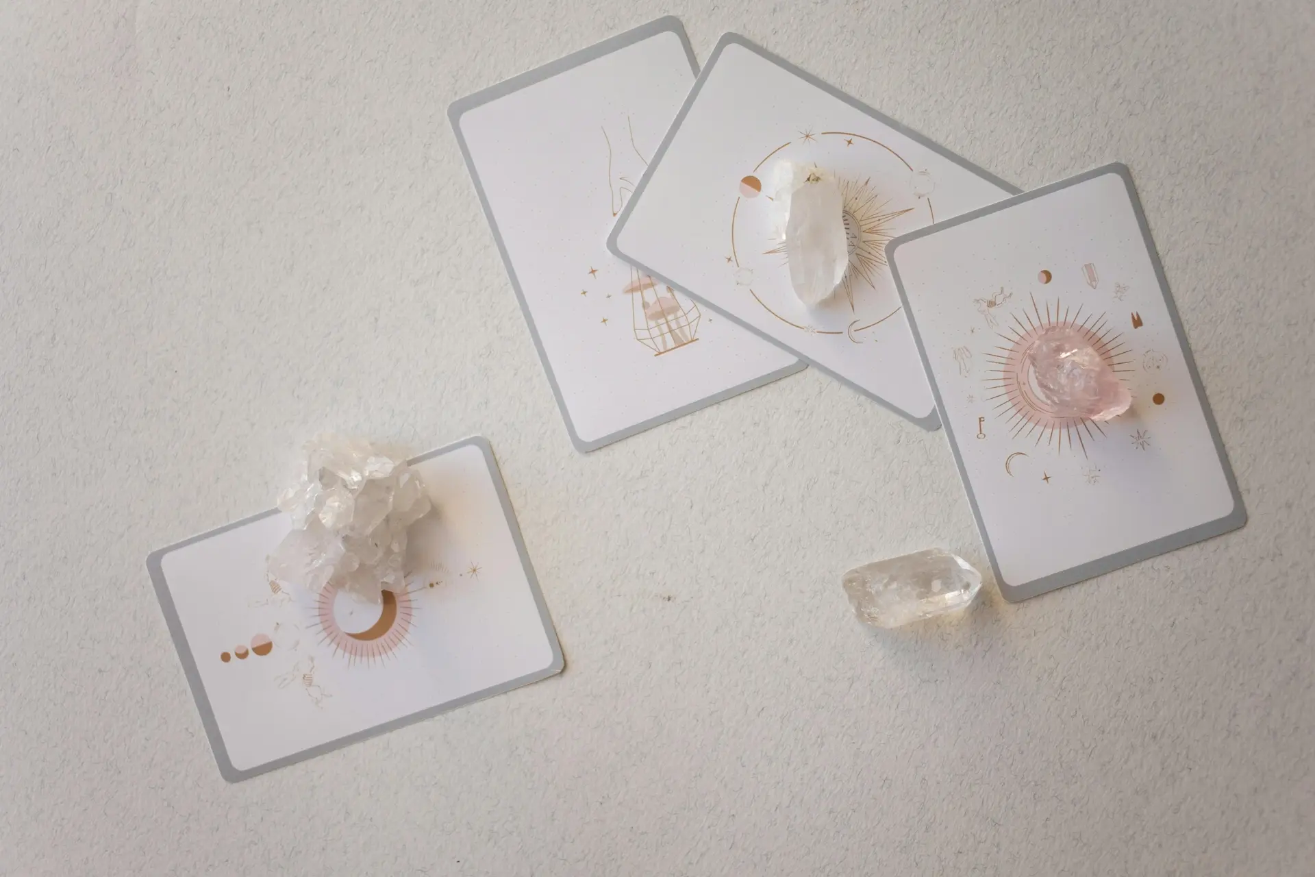 Tarot cards with crystals